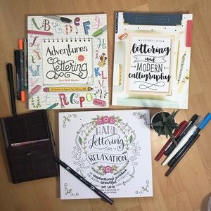 Hand lettering calligraphy brush pens book kit